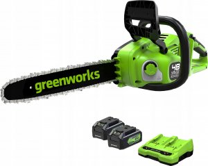 Greenworks 2x24 V pilarka łańcuchowa Greenworks 36 cm GD24X2CS36K4X zestaw z ładowarką i 2x aku 4.0 Ah 1