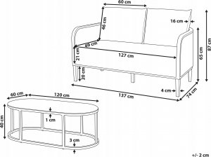 Beliani Sofa ogrodowa 2-osobowa złamana biel MONTEFALCO 3