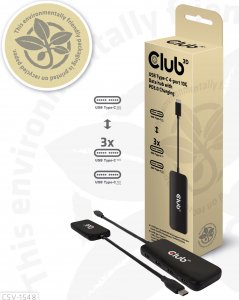 HUB USB Club 3D Club3D USB-Hub Typ C > 4x USB Typ C  10Gbps + 100W PD  St/Bu retail 7