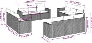 vidaXL 12-częściowy zestaw mebli do ogrodu, z poduszkami brązowe polirattan 3