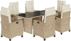 vidaXL 7-częściowy zestaw mebli ogrodowych z poduszkami, beżowy, polirattan 2