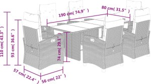 vidaXL 7-częściowy zestaw mebli ogrodowych z poduszkami, beżowy, polirattan 9