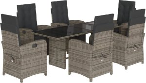 vidaXL 7-częściowy zestaw mebli ogrodowych z poduszkami, szary, rattan PE 2