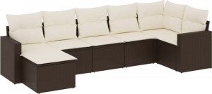 vidaXL 7-częściowy zestaw wypoczynkowy do ogrodu, z poduszkami, brązowy 2