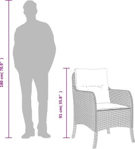 vidaXL 9-częściowy zestaw mebli ogrodowych z poduszkami, brązowy, rattan PE 8