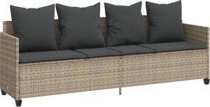 vidaXL Leżanka z poduszkami, jasnoszara, polirattan 2