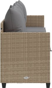 vidaXL Leżanka z poduszkami, beżowa, polirattan 6