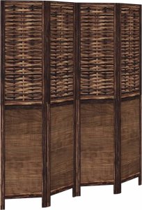 vidaXL Parawan pokojowy, 4-panelowy, ciemny brąz, lite drewno paulowni 2