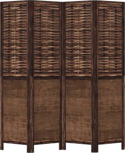 vidaXL Parawan pokojowy, 4-panelowy, ciemny brąz, lite drewno paulowni 4