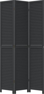 vidaXL Parawan pokojowy, 3-panelowy, czarny, lite drewno paulowni 4