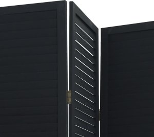 vidaXL Parawan pokojowy, 3-panelowy, czarny, lite drewno paulowni 6