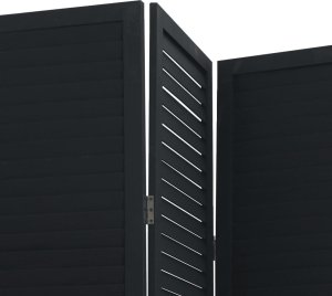 vidaXL Parawan pokojowy, 4-panelowy, czarny, lite drewno paulowni 6