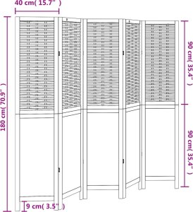 vidaXL Parawan pokojowy, 5-panelowy, ciemny brąz, lite drewno paulowni 8