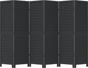 vidaXL Parawan pokojowy, 6-panelowy, czarny, lite drewno paulowni 4
