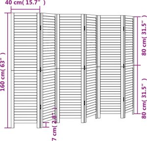 vidaXL Parawan pokojowy, 6-panelowy, czarny, lite drewno paulowni 8