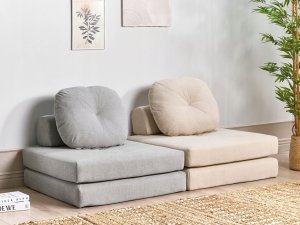 Beliani Sofa rozkładana jednoosobowa jasnoszara OLDEN 4