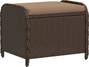 vidaXL Stołek ogrodowy z poduszką, brązowy, 58x46x46 cm, polirattan 2