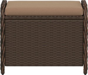 vidaXL Stołek ogrodowy z poduszką, brązowy, 58x46x46 cm, polirattan 4