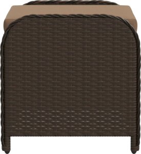 vidaXL Stołek ogrodowy z poduszką, brązowy, 58x46x46 cm, polirattan 5