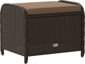 vidaXL Stołek ogrodowy z poduszką, brązowy, 58x46x46 cm, polirattan 6