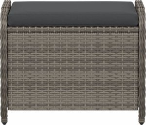 vidaXL Stołek ogrodowy z poduszką, szary, 58x46x46 cm, polirattan 4