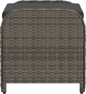 vidaXL Stołek ogrodowy z poduszką, szary, 58x46x46 cm, polirattan 5