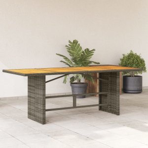 vidaXL Stół ogrodowy z akacjowym blatem, szary 190x80x74 cm, rattan PE Lumarko! 1