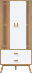 vidaXL Szafa , biało-brązowa, 76,5x53x172 cm, lite drewno sosnowe 7