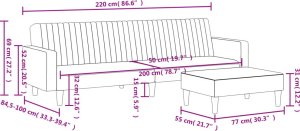vidaXL 2 -częściowy komplet wypoczynkowy, niebieski, aksamitny 11