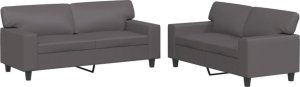 vidaXL 2-częściowy komplet wypoczynkowy, szary, obity sztuczną skórą 2