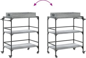 vidaXL Wózek kuchenny, szary dąb sonoma, 81,5x41x92,5 cm 12