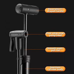 RockBros Pompka rowerowa Rockbros 42310006001 z manometrem - czarna 7