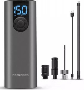 RockBros Elektryczna pompka rowerowa Rockbros 42720001001 z wyświetlaczem LED + kabel USB-C - USB-A - czarna 5