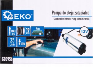 Geko Pompa do oleju zatapialna 12V 52mm z przewodem 3m (40) 9