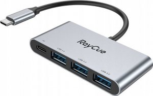 HUB USB RayCue Hub 4w1 RayCue USB-C do 3x USB-A 3.0 5Gbps + PD 3.0 100W (szary) 1