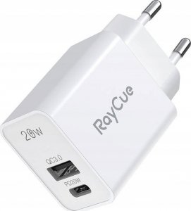 Ładowarka RayCue Ładowarka sieciowa RayCue USB-C + USB-A PD 20W EU (biała) 1