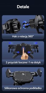 Usams Uchwyt samochodowy na kratkę USAMS US-ZJ077 rotacyjny czarny/black 10