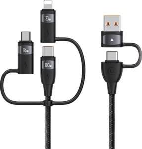 Usams Kabel USAMS US-SJ645 U85 USB-A+USB-C/USB-C, Lightning, microUSB 6w1 1,2m 100W PD Fast Charge czarny/black 1