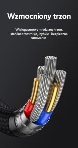 Usams Kabel USAMS US-SJ645 U85 USB-A+USB-C/USB-C, Lightning, microUSB 6w1 1,2m 100W PD Fast Charge czarny/black 13