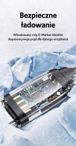 Usams Kabel USAMS US-SJ645 U85 USB-A+USB-C/USB-C, Lightning, microUSB 6w1 1,2m 100W PD Fast Charge czarny/black 15