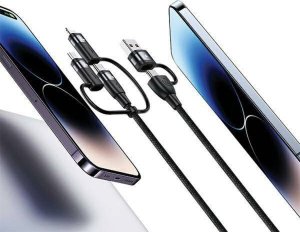 Usams Kabel USAMS US-SJ645 U85 USB-A+USB-C/USB-C, Lightning, microUSB 6w1 1,2m 100W PD Fast Charge czarny/black 22