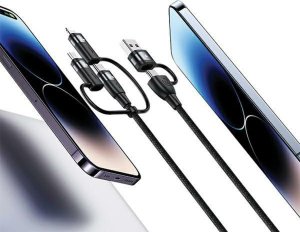 Usams Kabel USAMS US-SJ645 U85 USB-A+USB-C/USB-C, Lightning, microUSB 6w1 1,2m 100W PD Fast Charge czarny/black 6