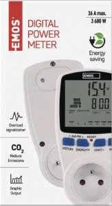 Emos Watomierz cyfrowy licznik energii do gniazdka 230V 16A 5-3680W Emos P5805 biały 8