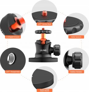 UUrig Uchwyt Przyssawka Magnetyczna Głowica Do Kamery Aparatu Na 1/4" Gopro Uurig / Bh-07 7