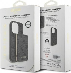 Guess Zestaw GUBPM5P14L4GEMGK iPhone 14 Pro 6.1" hardcase + Powerbank 5000mAh MagSafe czarny/black 4G Metal Logo NoSize 11