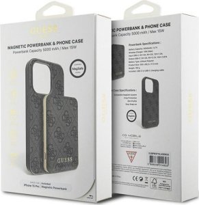 Guess Zestaw Guess GUBPM5P15L4GEMGK Apple iPhone 15 Pro hardcase + Powerbank 5000mAh MagSafe 4G Metal Logo czarny/black 11