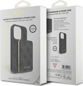 Guess Zestaw Guess GUBPM5P15X4GEMGK Apple iPhone 15 Pro Max hardcase + Powerbank 5000mAh MagSafe 4G Metal Logo czarny/black 11