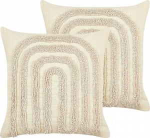 Beliani 2 bawełniane poduszki dekoracyjne tuftowane 45 x 45 cm beżowe TATSOI Lumarko! 1