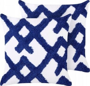 Beliani 2 poduszki dekoracyjne bawełniane 45 x 45 cm niebieskie z białym HAZEL Lumarko! 1