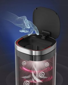 Kosz na śmieci Songmics Automatyczny kosz na śmieci o pojemności 50 litrów z czujnikiem ruchu i wielokolorowym wskaźnikiem Eliminacja nieprzyjemnych zap 2